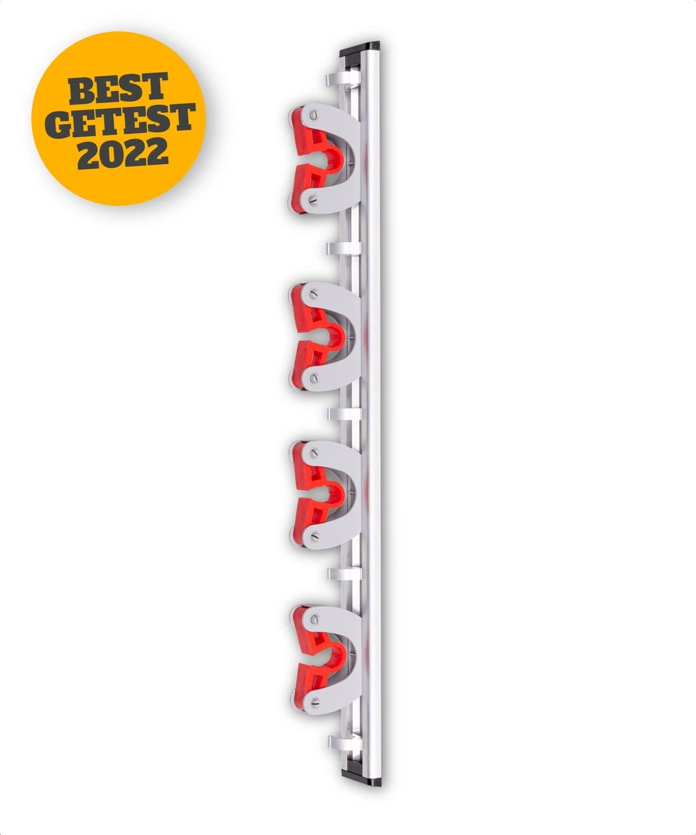 Merkloos Stevige Bezemhouder - Aluminium - Ophangsysteem Bezem - 5 Haken & 4 Houders - Gereedschaphouder - Opbergsysteem