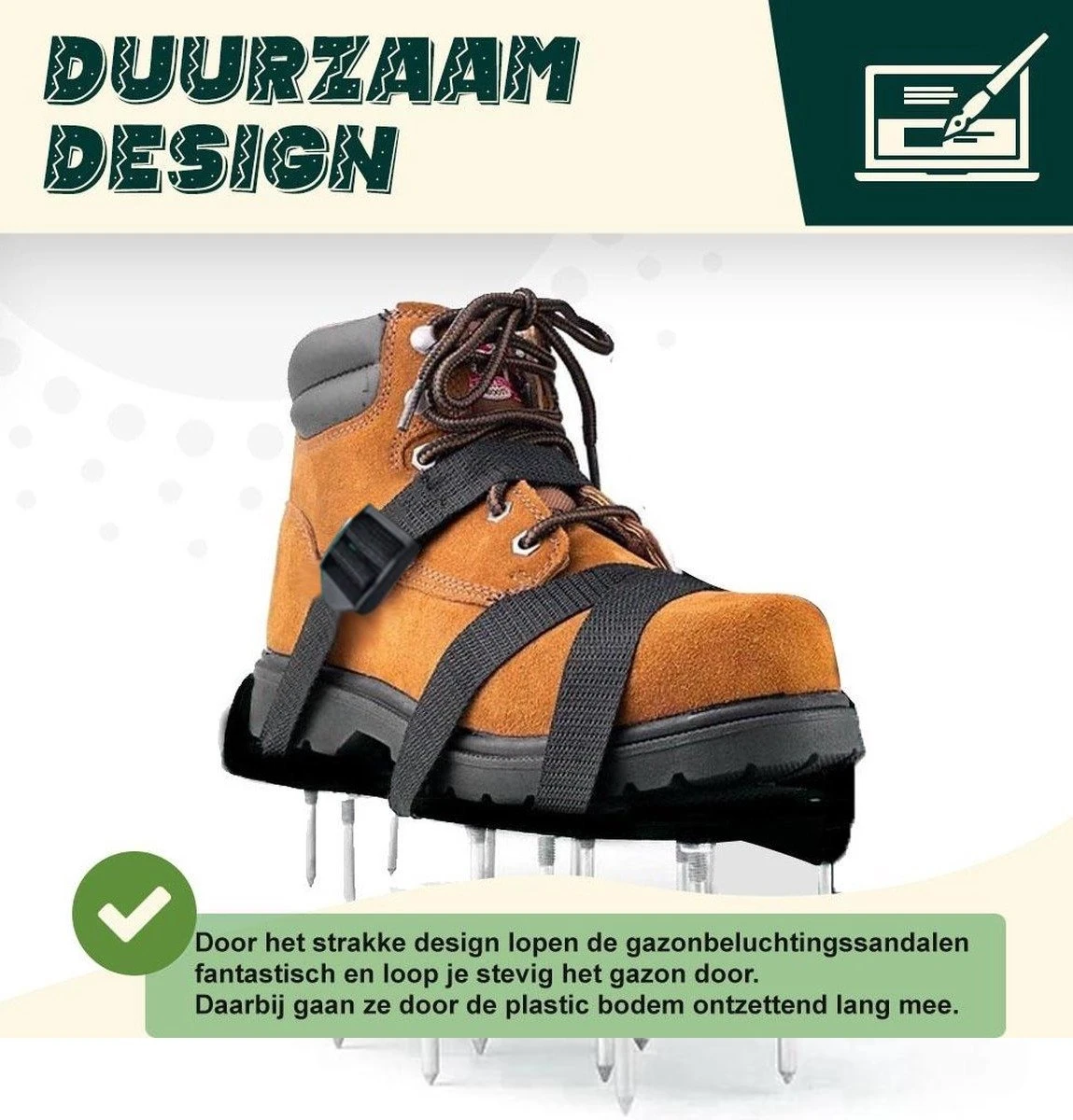 Merkloos Gazonbeluchtingssandalen Premium - Gazonbeluchter - Beluchter - Gazonverluchter - Gazonpriksandalen - Verticuteerroller - Graszaad - Gazonmest - Kerstcadeau - Voor Mannen - Voor Vrouwen - Cadeautjes- Vaderdag Cadeau- Geschenk- Cadeautjes - Afbeelding 3