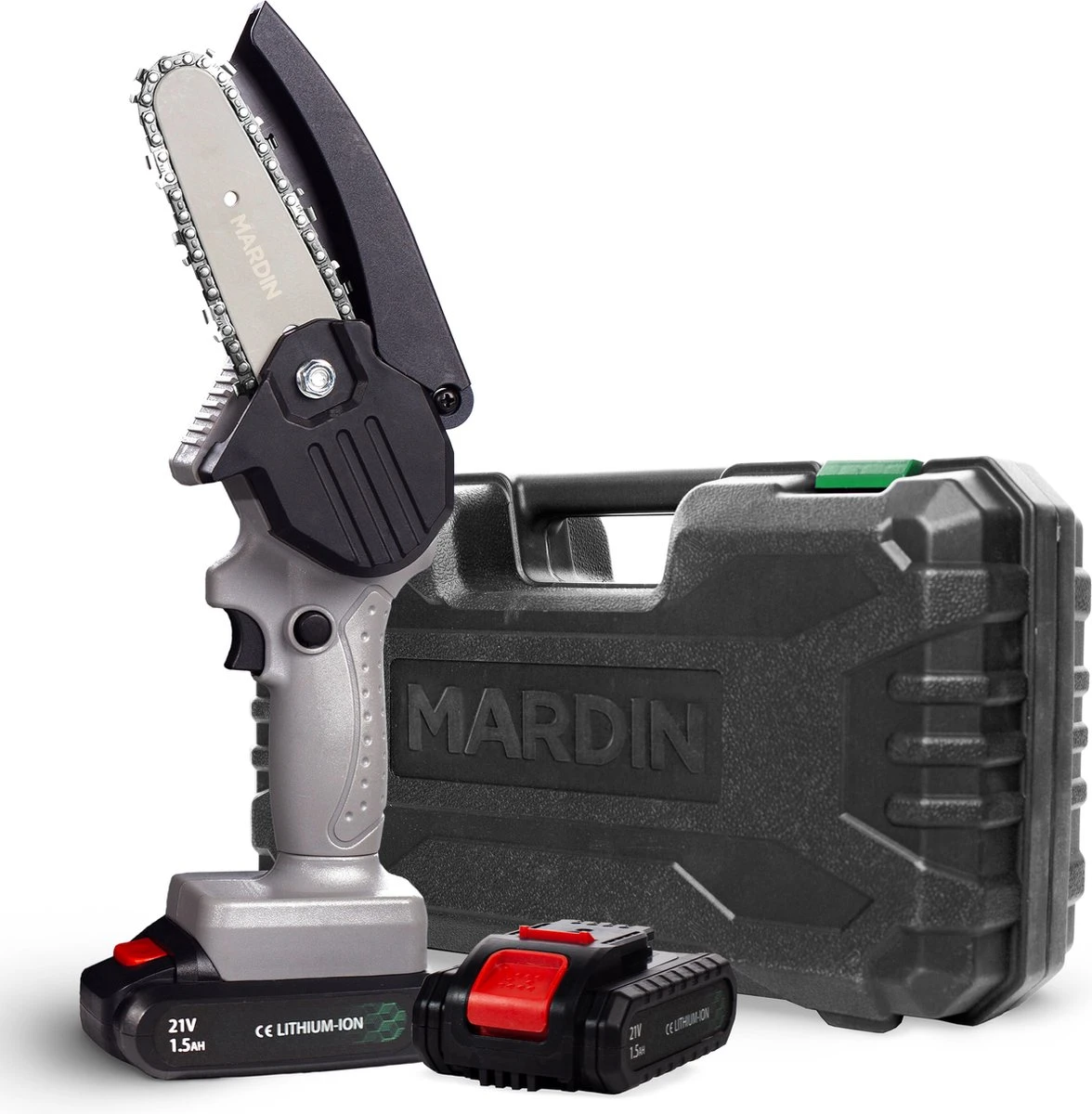 Mardin Mini Kettingzaag - Snoeizaag - Kettingzaag - Kettingzaag Electrisch Met 2 Accu - Inclusief Koffer - 1 Extra Accu - Grijs