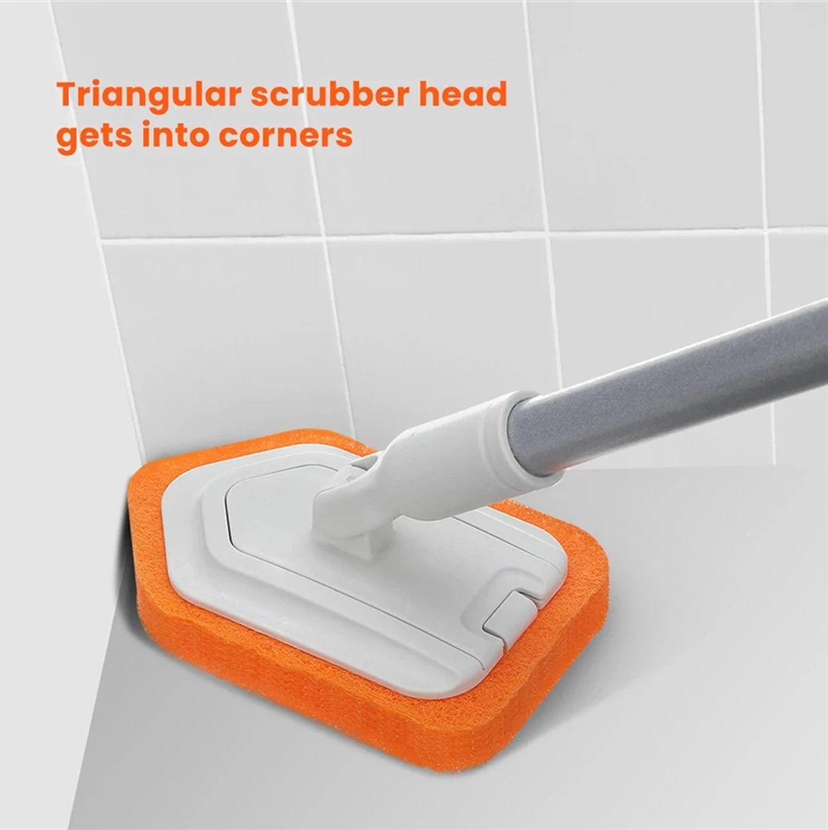Merkloos Vloerschrobber - Bad Tegel Borstel Scrubber - Met 107cm Verstelbaar Lange - Voor Reiniging Badkamer Keuken Keramische Tegel - Oranje -Moederdag Cadeautje - Afbeelding 5