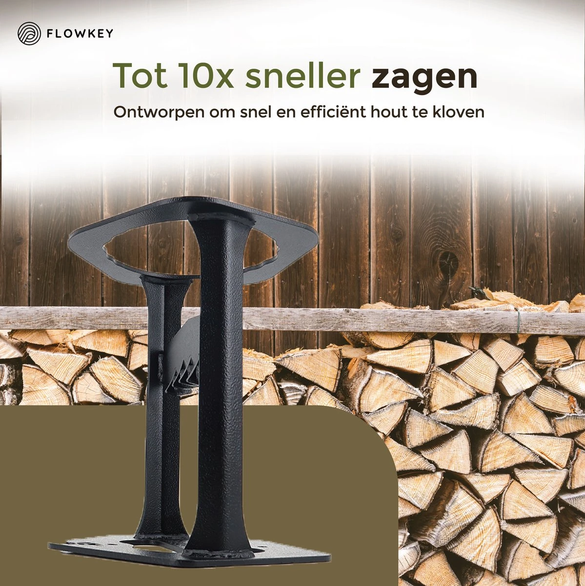 Flowkey® Houtklover XL - Houtsplijter Bijl - Houtkliever Kloofwig Gietijzer - Voor Hout & Aanmaakhout - Inclusief Gratis Hamer - Afbeelding 3