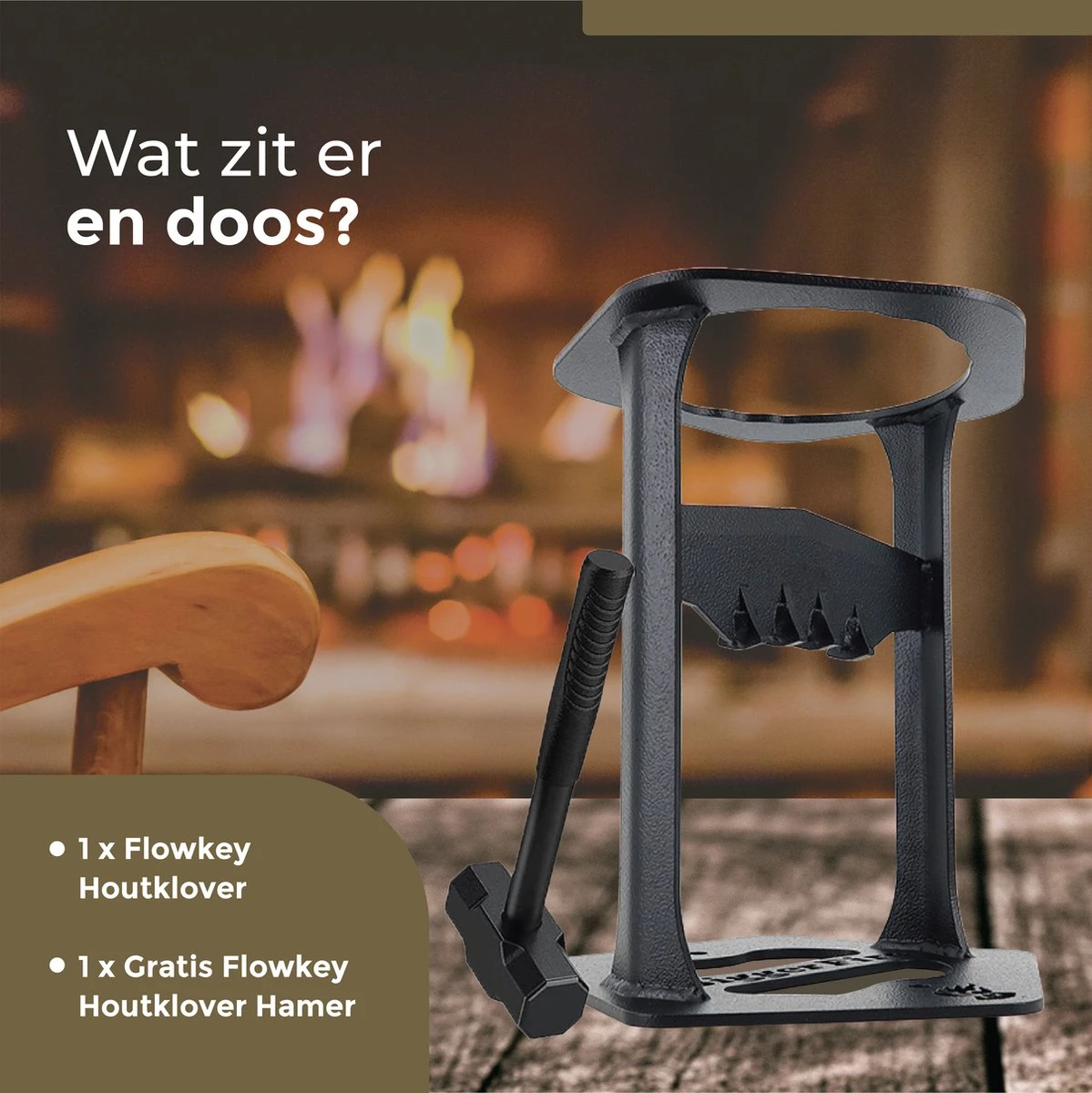 Flowkey® Houtklover XL - Houtsplijter Bijl - Houtkliever Kloofwig Gietijzer - Voor Hout & Aanmaakhout - Inclusief Gratis Hamer - Afbeelding 10