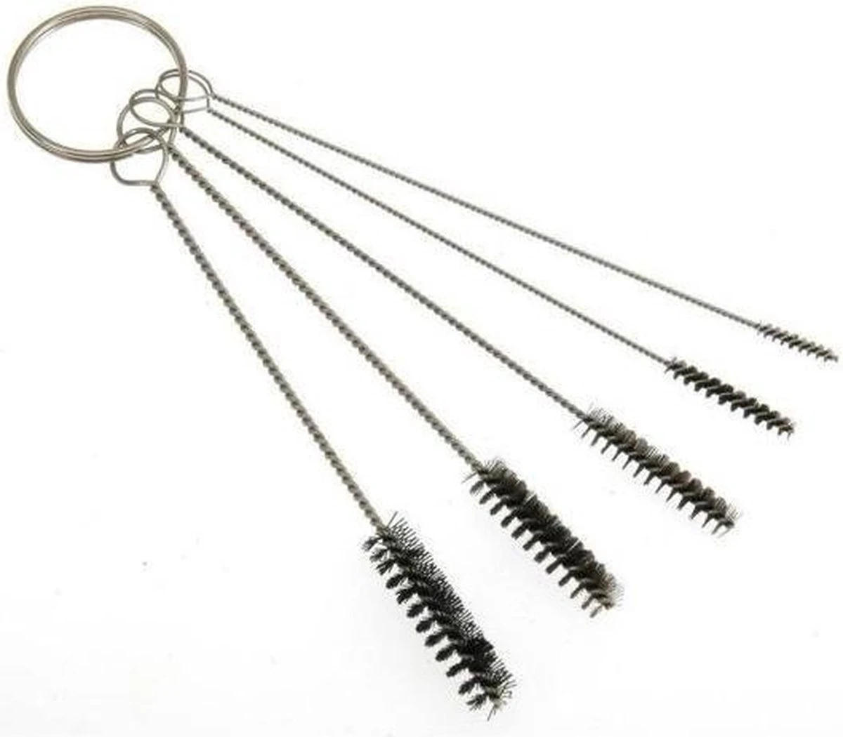 Merkloos Set Van 5 Stalen Schoonmaak Ragertjes / Borsteltjes Aan Sleutelring