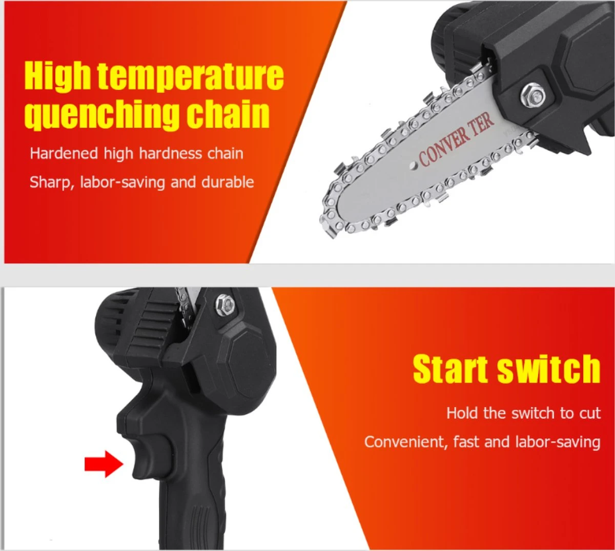 Violeworks® Accu Kettingzaag - Snoeizaag - Mini Kettingzaag - Handkettingzaag - Ook Voor Makita - Elektrische Kettingzaag - Elektrische Snoeischaar - Op Batterij - 2900 MAh - 1080W - 88V - Afbeelding 2