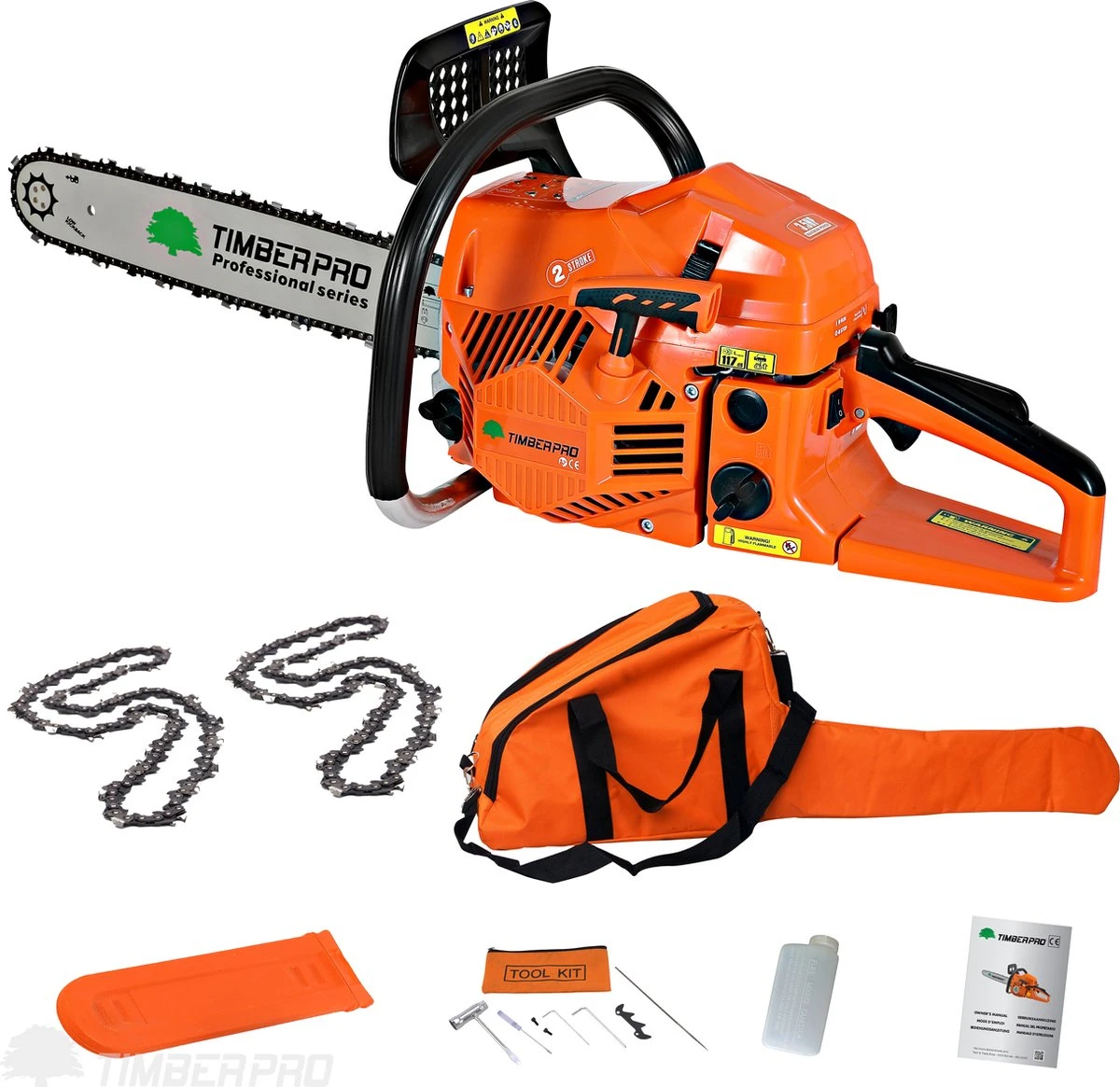 TIMBERPRO - Kettingzaag - 62 Cc - Benzine - Zwaardlengte 50 Cm - Met Transportzak - Met 2e Ketting - Afbeelding 6