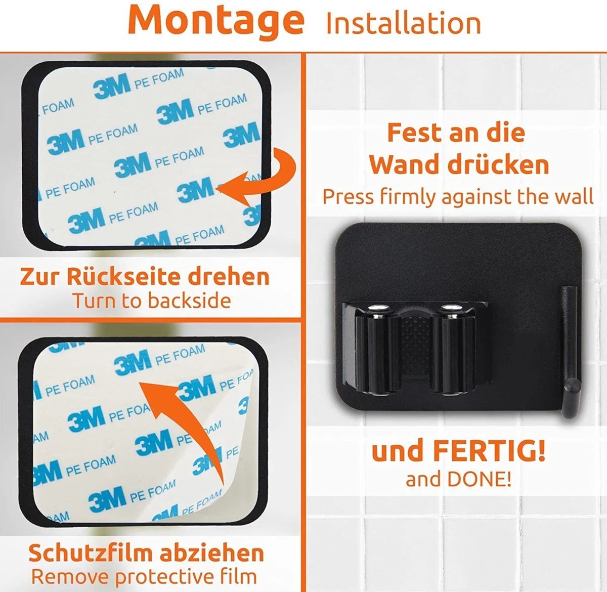 BOTC Bezemhouder - 4 Stuks - RVS - Bezem Ophangsysteem - Bezem Houder - Tuingereedschap - Zwart - Afbeelding 6