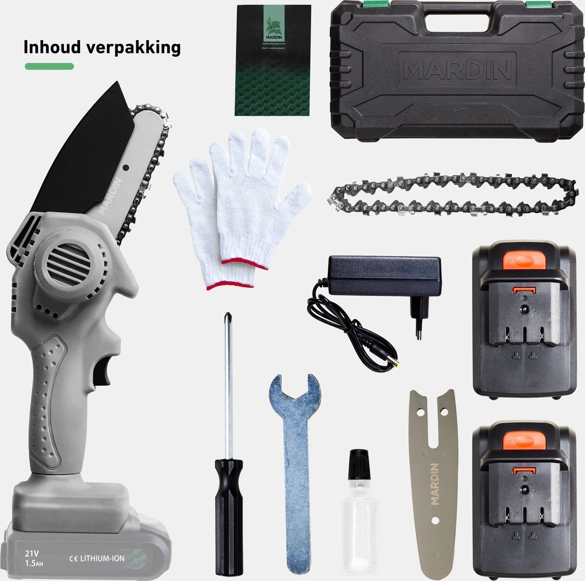 Mardin Mini Kettingzaag - Snoeizaag - Kettingzaag - Kettingzaag Electrisch Met 2 Accu - Inclusief Koffer - 1 Extra Accu - Grijs - Afbeelding 8