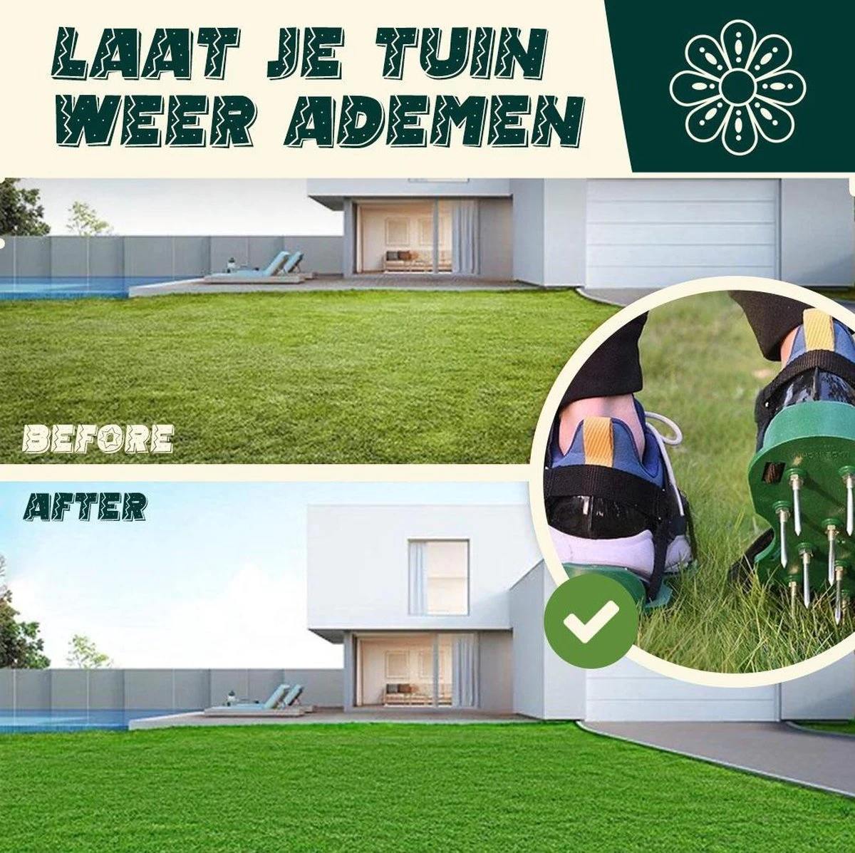 Merkloos Gazonbeluchtingssandalen Premium - Gazonbeluchter - Beluchter - Gazonverluchter - Gazonpriksandalen - Verticuteerroller - Graszaad - Gazonmest - Kerstcadeau - Voor Mannen - Voor Vrouwen - Cadeautjes- Vaderdag Cadeau- Geschenk- Cadeautjes - Afbeelding 5