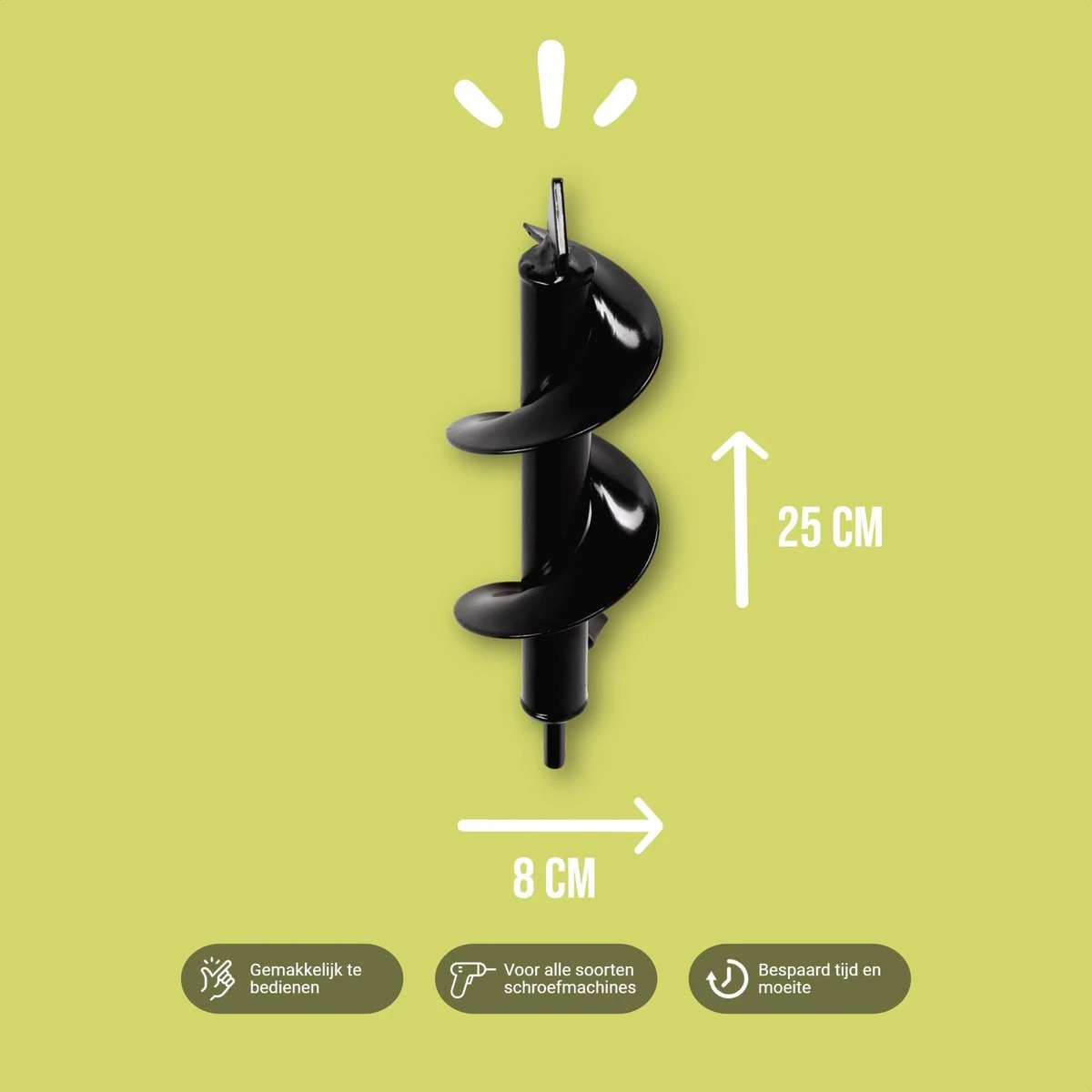 Merkloos Grondboor Voor Planten - 25 CM - Palenboor - Moestuin - Bollenplanter - Zwart - Afbeelding 2