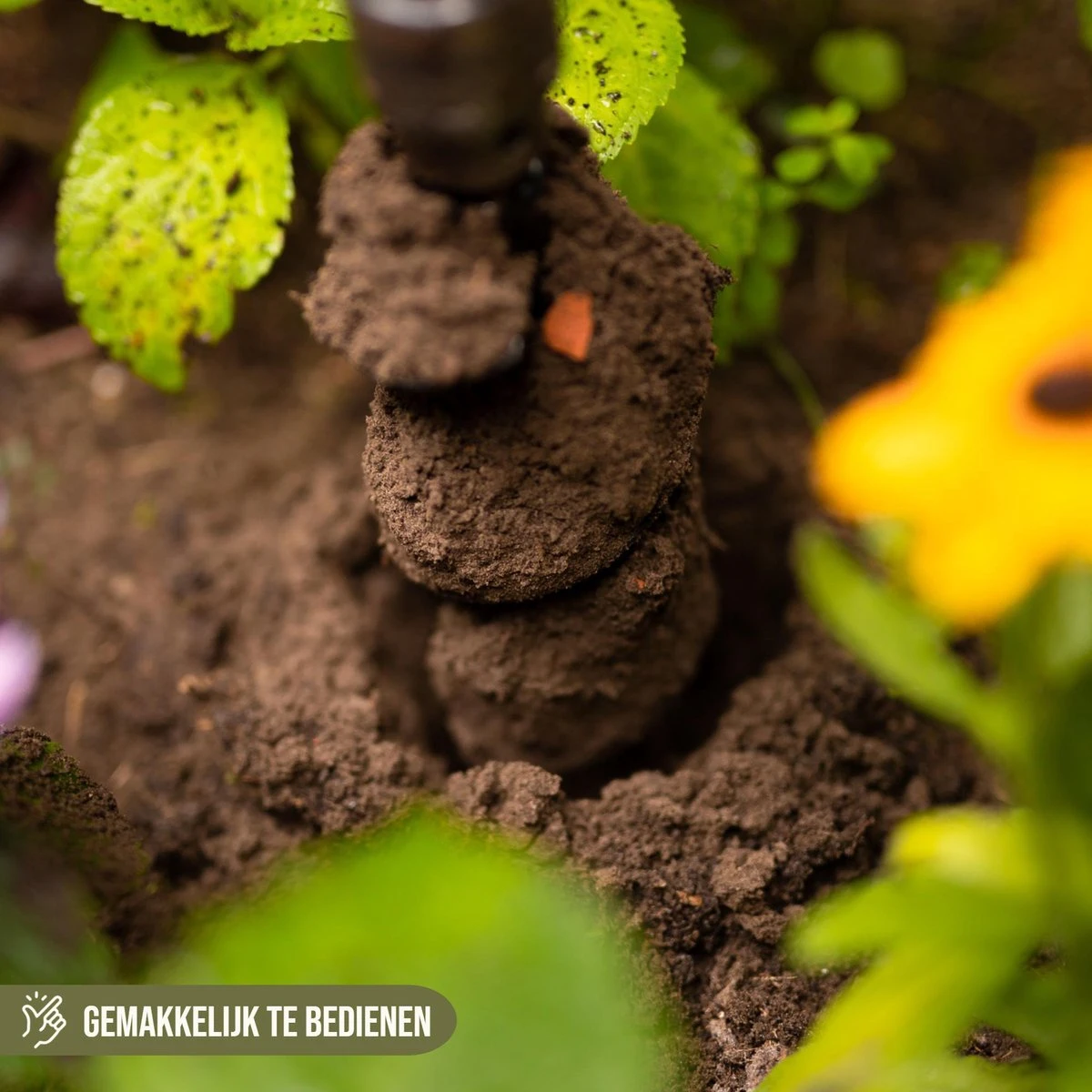 Merkloos Grondboor Voor Planten - 25 CM - Palenboor - Moestuin - Bollenplanter - Zwart - Afbeelding 4