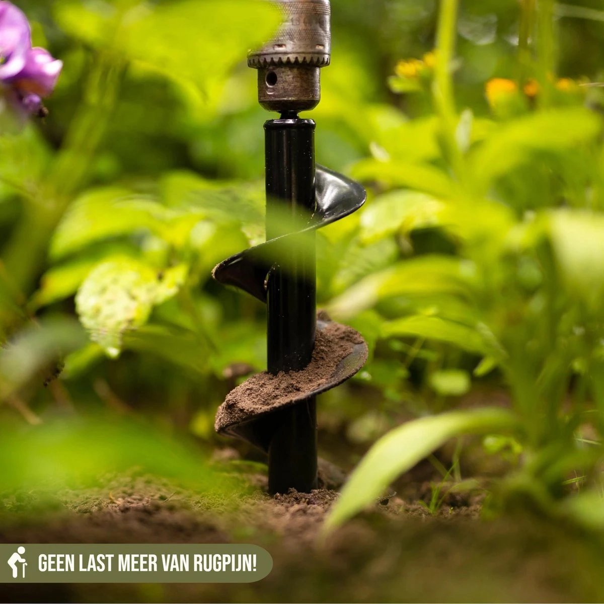 Merkloos Grondboor Voor Planten - 25 CM - Palenboor - Moestuin - Bollenplanter - Zwart - Afbeelding 6