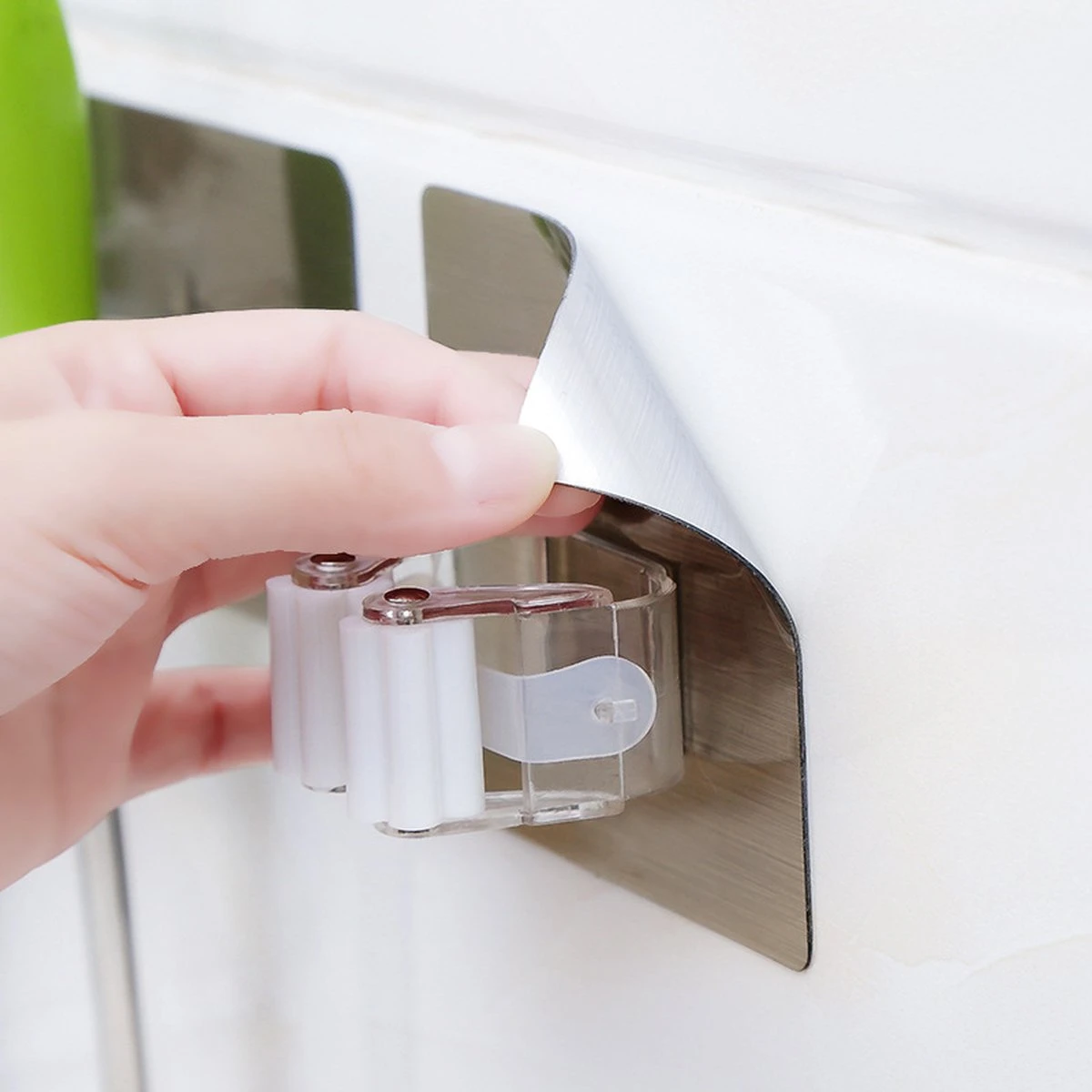 Bezem Houder - Zelfklevend - Zilverkleurig - Afbeelding 4