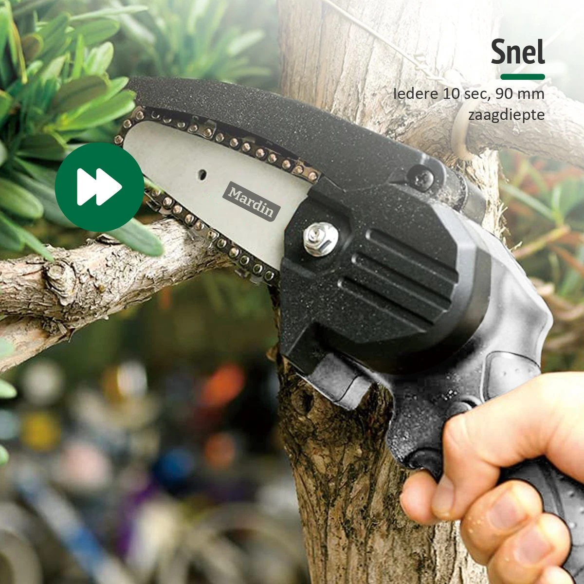 Mardin Mini Kettingzaag - Snoeizaag - Kettingzaag - Kettingzaag Electrisch Met 2 Accu - Inclusief Koffer - 1 Extra Accu - Grijs - Afbeelding 5