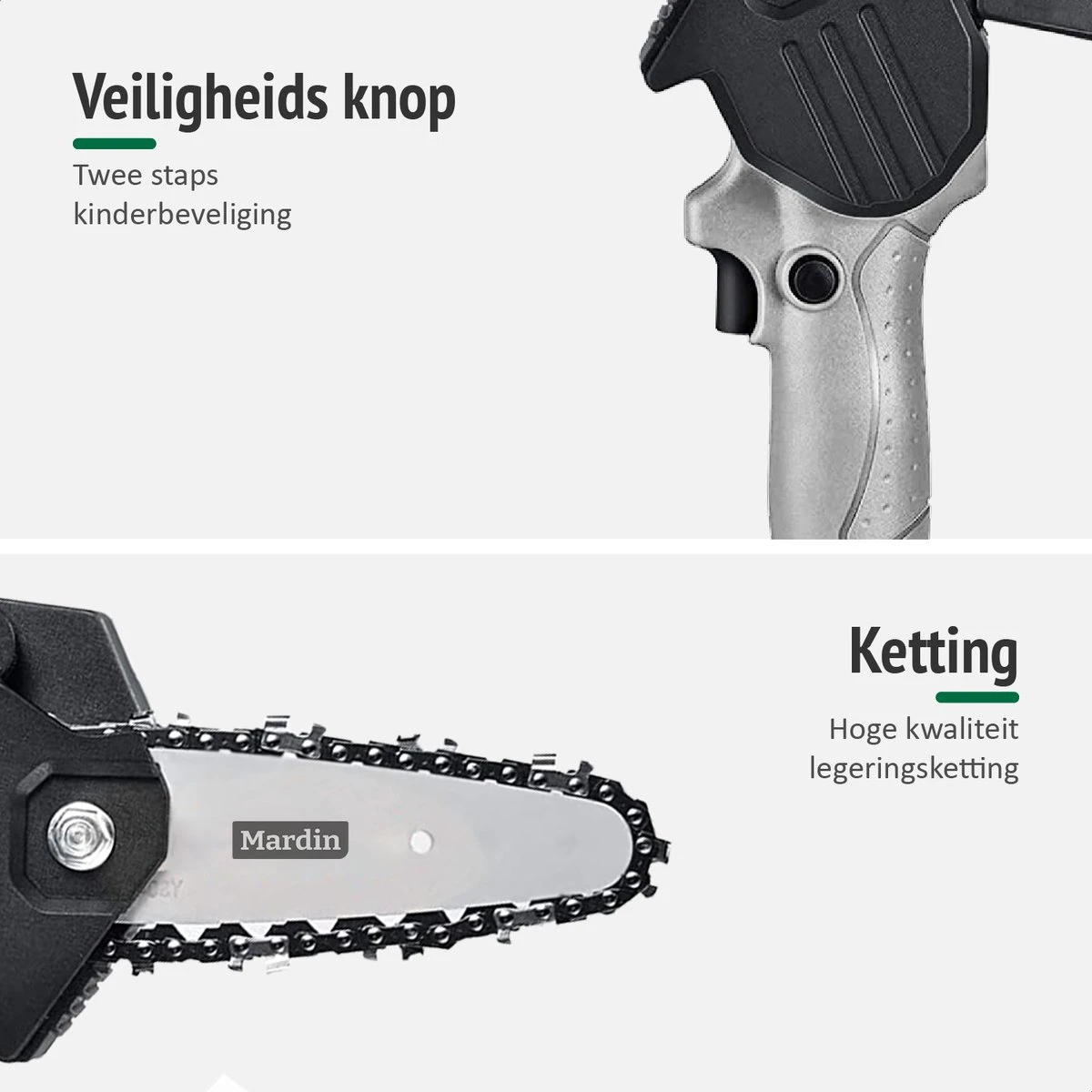 Mardin Mini Kettingzaag - Snoeizaag - Kettingzaag - Kettingzaag Electrisch Met 2 Accu - Inclusief Koffer - 1 Extra Accu - Grijs - Afbeelding 7