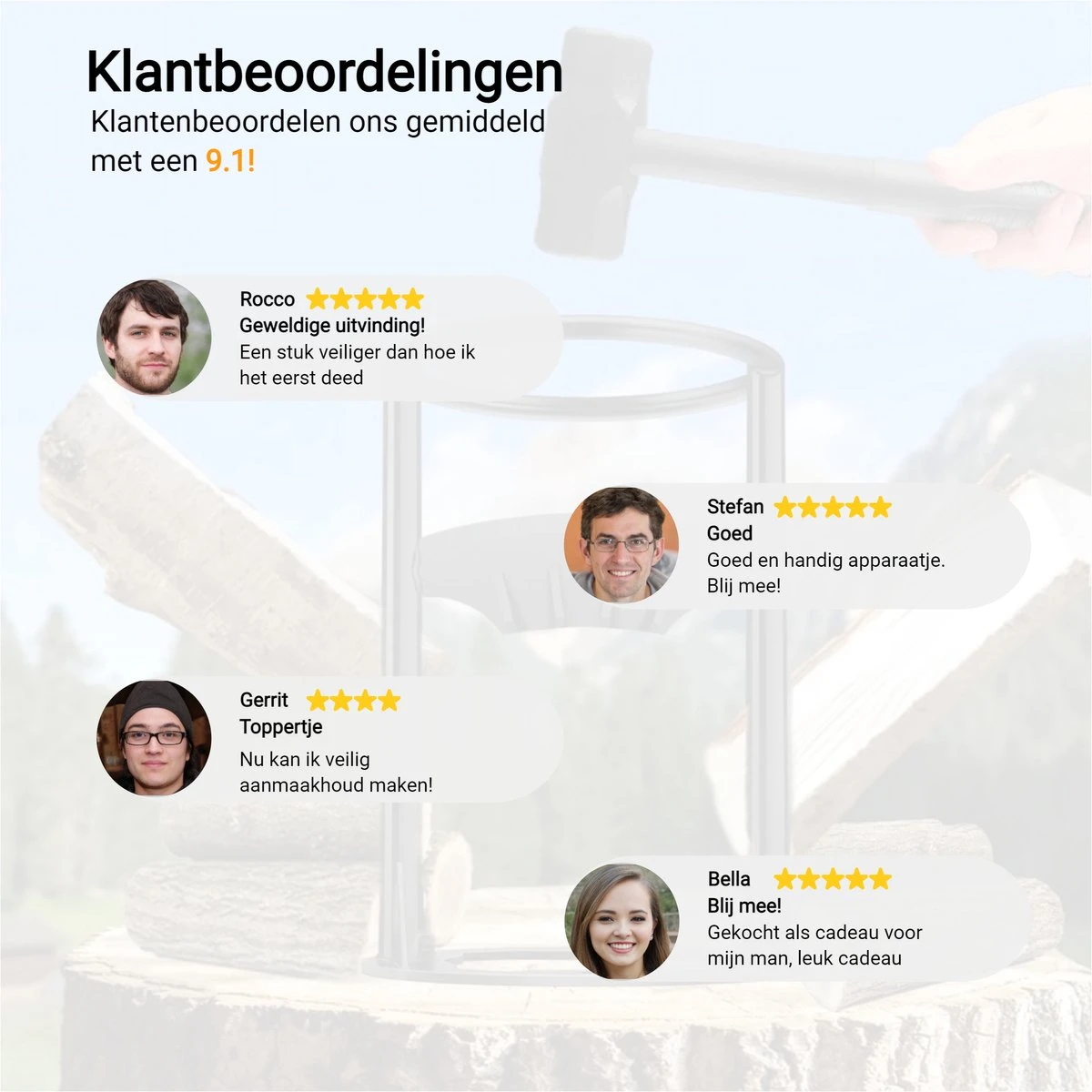 Maatworkz - Houtklover + Hamer - Houtsplijter - Houtkliever - Houtklover Voor Aanmaakhout - Gietijzer - Zwart - Afbeelding 8