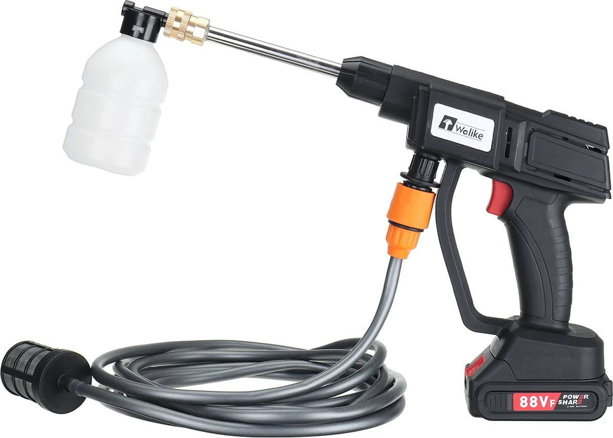 Merkloos Elektrische Accu-Hogedrukreiniger - 20Bar - Multifunctioneel Mondstuk - Draagbaar Oplaadbaar Snoerloos - Reinigingsspuitpistool - Met Rijke Accessoires - Voor Makita 18V-batterij - Voor Auto, Tuin, Terras, Raam (Zwart) - Afbeelding 7