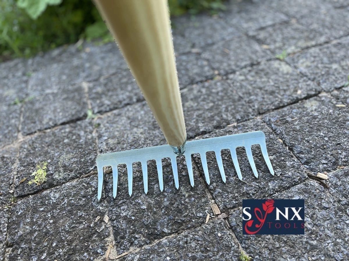 Synx Tools Tuinhark 12 Tanden Verzinkt Hark - Harken - Bladharken - Bodembewerkers - Onkruidverwijderaar - Tuinartikelen - Compleet Incl. 160cm Steel - Afbeelding 3