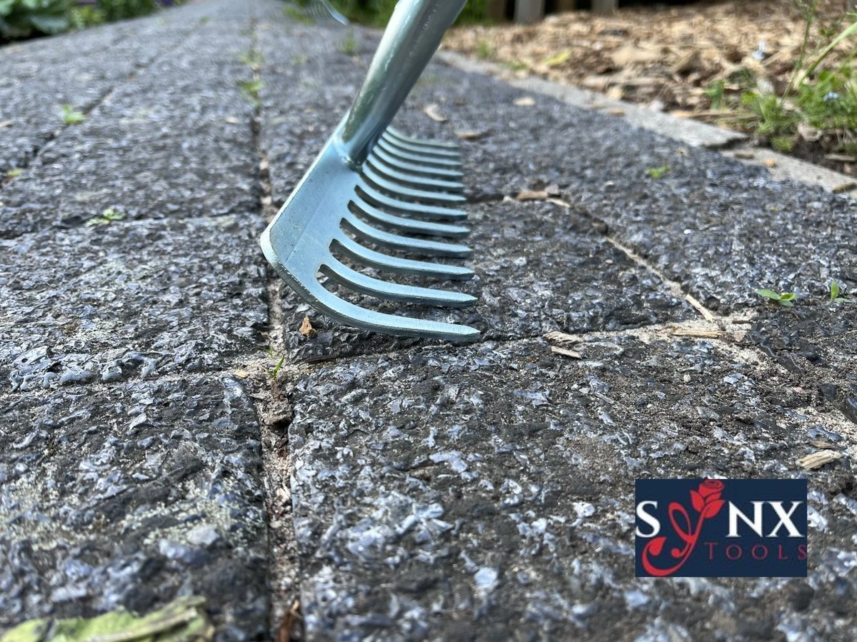 Synx Tools Tuinhark 12 Tanden Verzinkt Hark - Harken - Bladharken - Bodembewerkers - Onkruidverwijderaar - Tuinartikelen - Compleet Incl. 160cm Steel - Afbeelding 4
