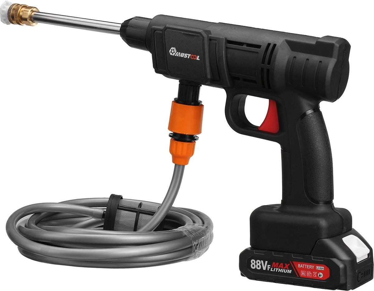 Merkloos Elektrische Accu-Hogedrukreiniger - 1.2mpa - Multifunctioneel Mondstuk - Draagbaar Oplaadbaar Snoerloos - Reinigingsspuitpistool - Met Rijke Accessoires - Voor Auto, Tuin, Terras, Raam - Zwart - Afbeelding 11