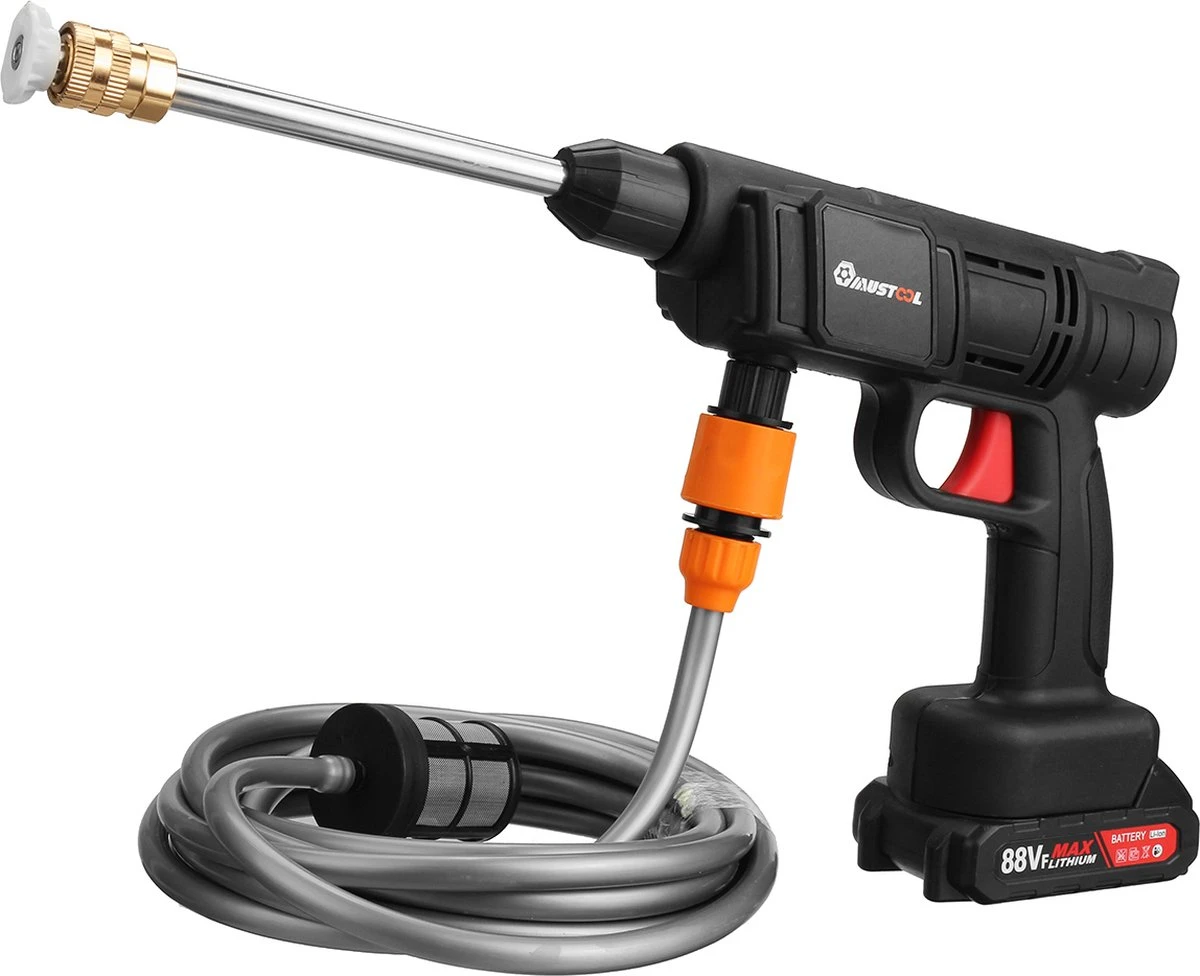 Merkloos Elektrische Accu-Hogedrukreiniger - 1.2mpa - Multifunctioneel Mondstuk - Draagbaar Oplaadbaar Snoerloos - Reinigingsspuitpistool - Met Rijke Accessoires - Voor Auto, Tuin, Terras, Raam - Zwart - Afbeelding 12