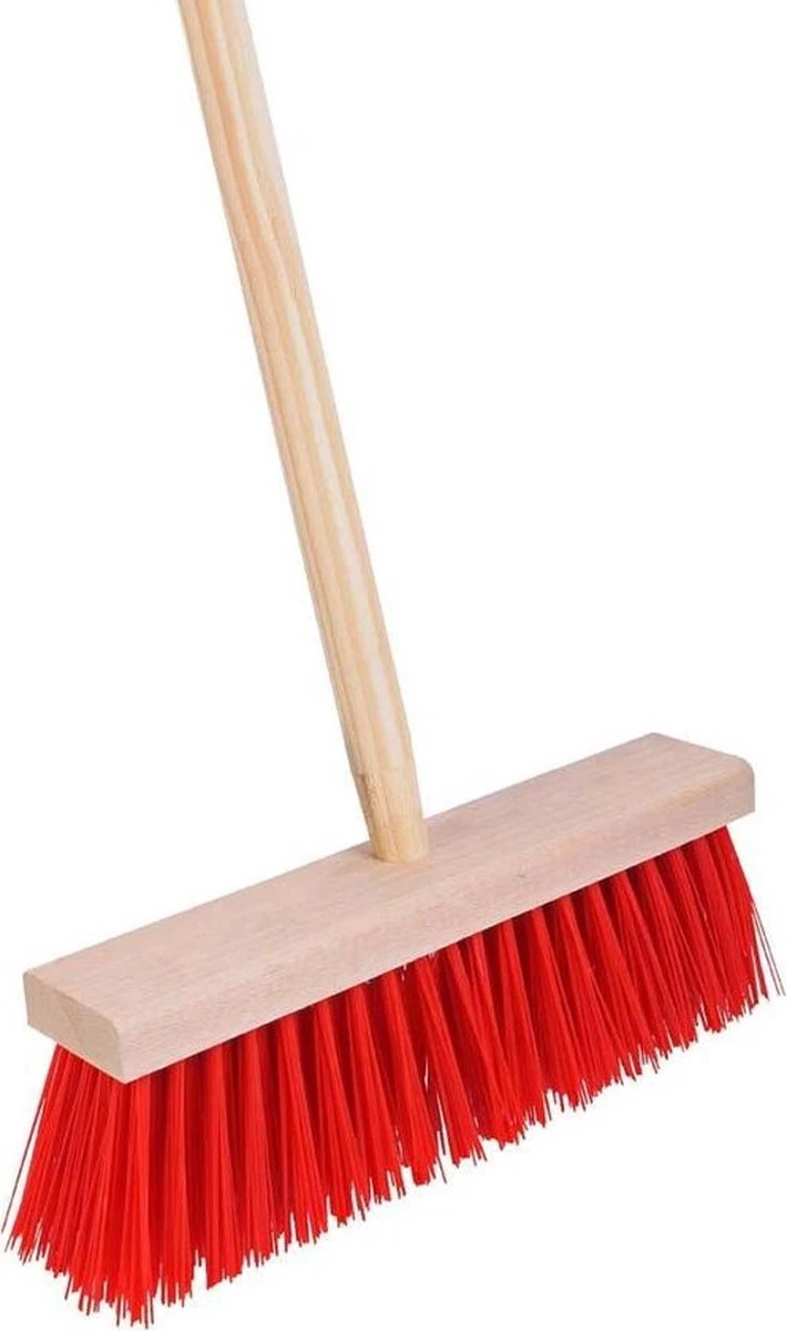 Synx Tools Harde Tuinbezem Nylon - 30 Cm - Straatbezem - Bezem Rood - Besem Veger - Buiten Bezem Met Steel 120 Cm - Schoonmaakartikelen - Schrobborstels - Afbeelding 2
